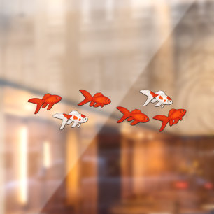 Rood- en witvis Goldfish zwemmen Raamsticker