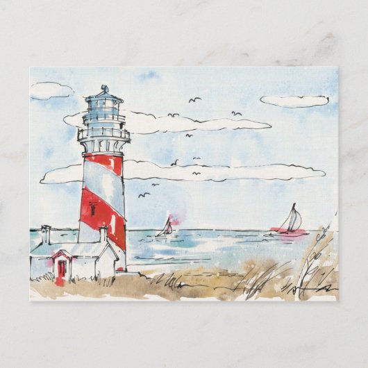 Rood- en witvuurtoren briefkaart (Voorkant)