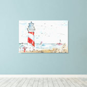 Rood- en witvuurtoren canvas afdruk (Insitu (Houten vloer))
