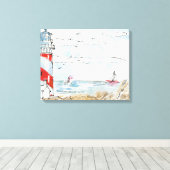 Rood- en witvuurtoren canvas afdruk (Insitu (Houten vloer))