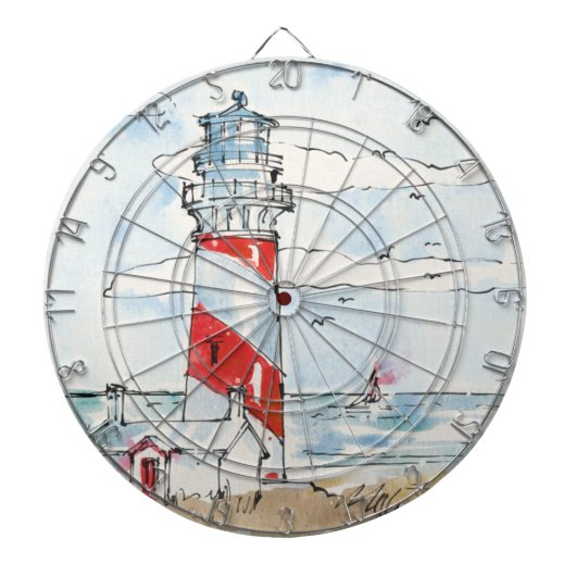 Rood- en witvuurtoren dartbord (Voorkant)