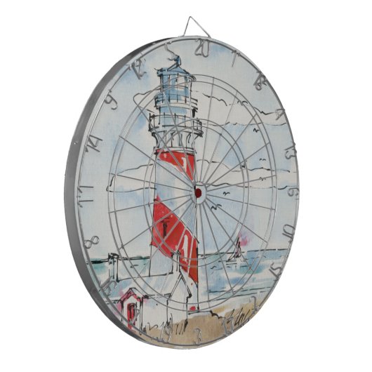 Rood- en witvuurtoren dartbord (Voorkant Links)