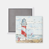 Rood- en witvuurtoren magneet (Voorkant / Achterkant)