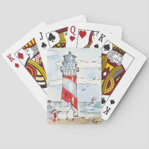 Rood- en witvuurtoren pokerkaarten