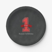 Rood- en witwandelwand 1 Eerste verjaardag Papieren Bordje (Voorkant)