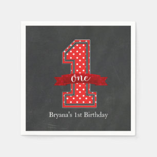 Rood- en witwandelwand 1 Eerste verjaardag Servetten