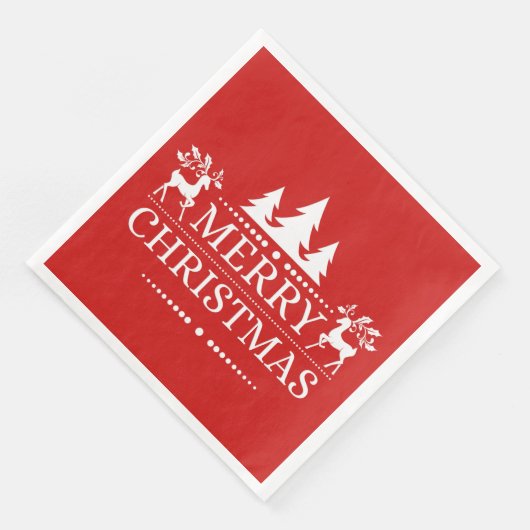 Rood- en witwaskerstpapier servetten (Hoek)