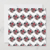 Rood en Zilver Elegant Bloemen Verjaardagsfeest Kaart (Achterkant)