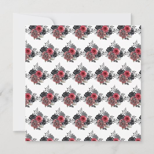 Rood en Zilver Elegante Bloemen Verjaardag Bedankkaart (Achterkant)