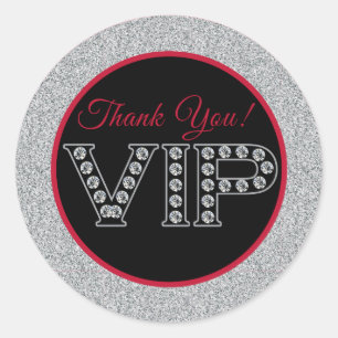 Rood en zilver Glitter, VIP-stickers Ronde Sticker