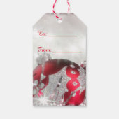 Rood en Zilver Merry Christmas Gift Label Cadeaulabel (Achterkant)