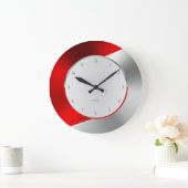 Rood en zilver Modern Metallic Geometric Design Grote Klok (Huis)