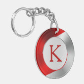 Rood en zilver Modern Metallic Geometric Design Sleutelhanger (Voorkant Links)
