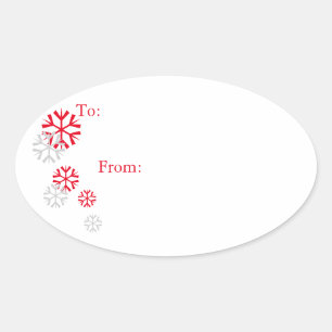 Rood en zilver Tone Snowflake Gift Label Stickers