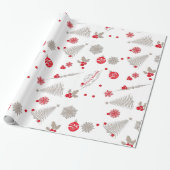 Rood en zilverkleurig kerstpapier met glanzende om cadeaupapier (Uitgerold)