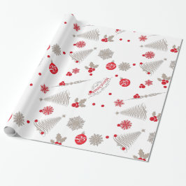 Rood en zilverkleurig kerstpapier met glanzende om cadeaupapier