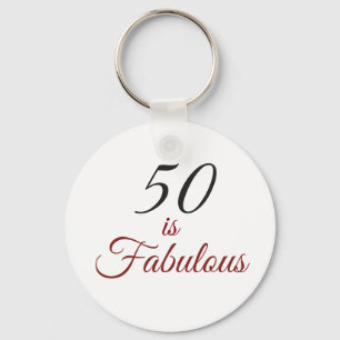 Rood en zwart "50 is verbluffend" 50e verjaardag v sleutelhanger