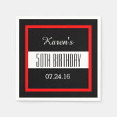 Rood en zwart 50e verjaardag Custom V004 Servetten (Voorkant)