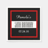 Rood en Zwart 50ste Verjaardag Custom V014 Servet (Voorkant)