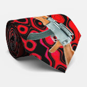 Rood en zwart A-K47 Stropdas (Opgerold)