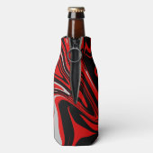 Rood en zwart Abstract Flesjeskoeler (Fles Achterkant)