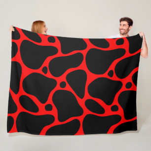 Rood en zwart abstract girafpatroon fleece deken