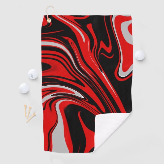 Rood en zwart Abstract Golfhanddoek (Insitu)