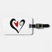 Rood en zwart Abstract Hart Modern Romantisch Bagagelabel (Voorkant horizontaal)