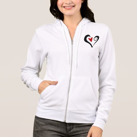 Rood en zwart Abstract Hart Modern Romantisch Hoodie (Voorkant)