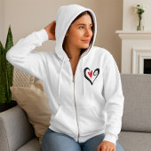 Rood en zwart Abstract Hart Modern Romantisch Hoodie