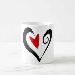 Rood en zwart Abstract Hart Modern Romantisch Koffiemok