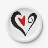 Rood en zwart Abstract Hart Modern Romantisch Papieren Bordje (Voorkant)