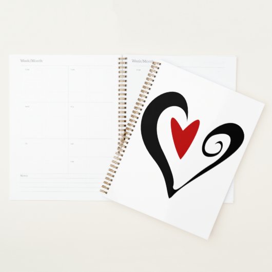 Rood en zwart Abstract Hart Modern Romantisch Planner (Display)
