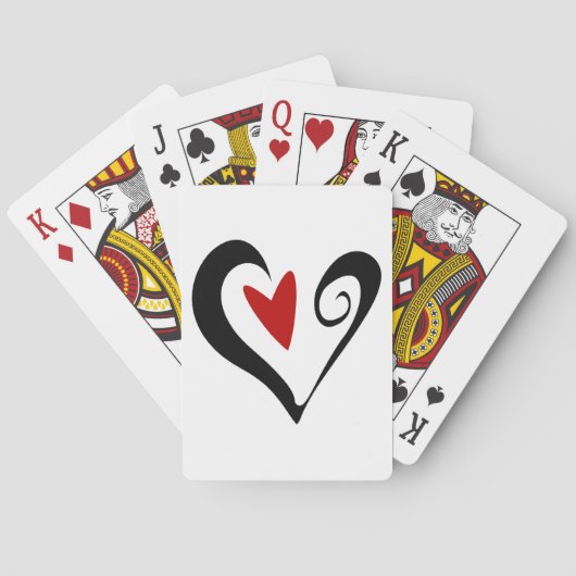 Rood en zwart Abstract Hart Modern Romantisch Pokerkaarten (Achterkant)
