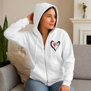 Rood en Zwart Abstract Hart Moderne Romantiek Hoodie