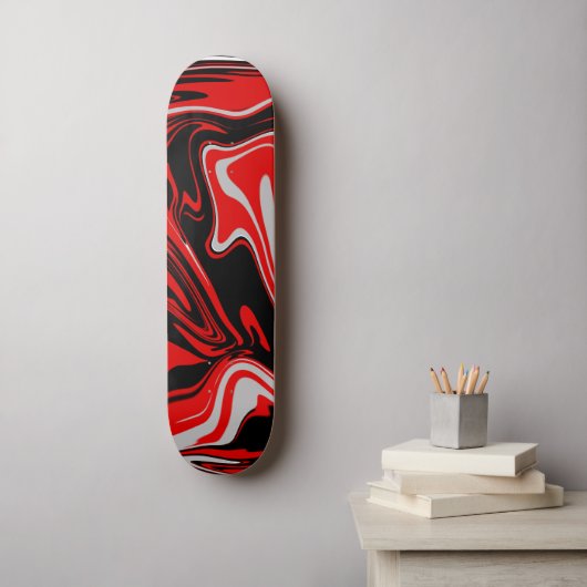 Rood en zwart Abstract Skateboard (Muurkunst)