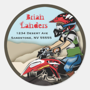 Rood en Zwart ATV Kind Adreslabel Ronde Sticker
