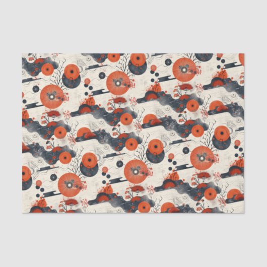 Rood en Zwart Aziatisch Tissuepapier (Voorkant)