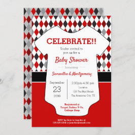 Rood en zwart Baby shower Kaart