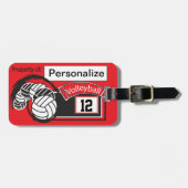 Rood en zwart 🏐 bagagelabel (Voorkant horizontaal)