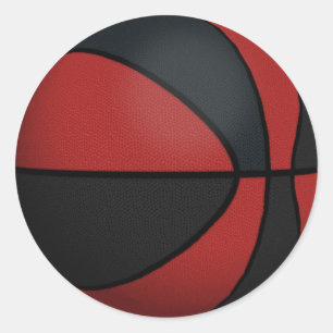 Rood en zwart Basketball: Ronde Sticker