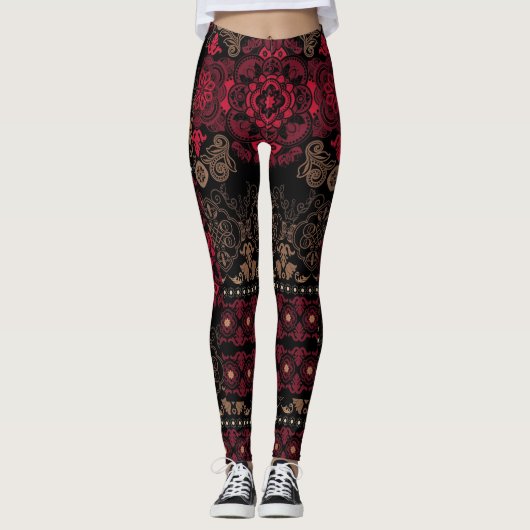 Rood en zwart beauty leggings (Voorkant)