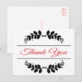 Rood en zwart bloemblad Lijst Dank u Briefkaart (Voorkant / Achterkant)