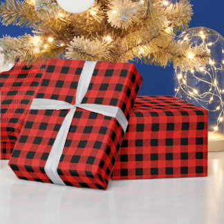 Rood en zwart Buffalo geruite naadloze patroon Cadeaupapier