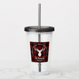 Rood en zwart Buffalo Plaid Familiefeest Acryl Drinkbeker
