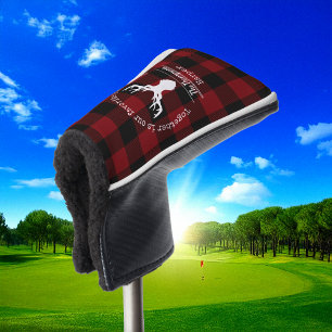 Rood en Zwart Buffalo Plaid Herten Familie Naam Golfheadcover
