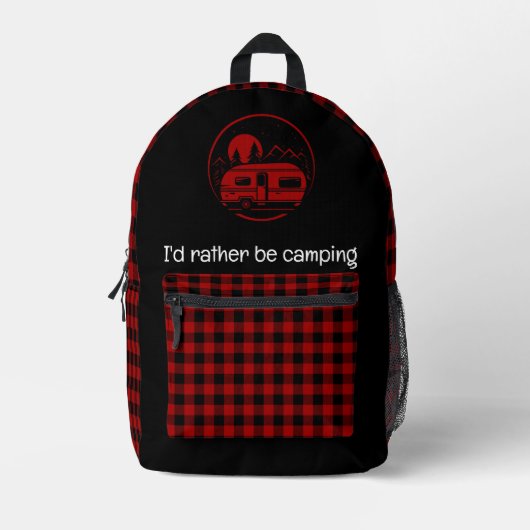 Rood en zwart Buffalo Plaid - Liever zijn Camping Bedrukte Rugzak (Voorkant)