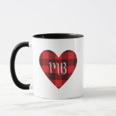 Rood en zwart Buffalo Plakt/Check Monogram Hart Mok (Links)