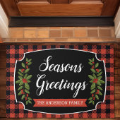 Rood en zwart buffel geruite kerst deurmat