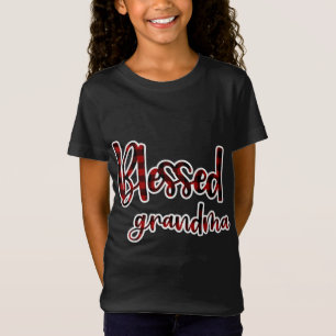 Rood en zwart buffel pllaid gezegende oma matchi t-shirt